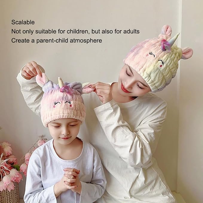 Animal Hair Drying Towel Cap for Kids, Absorbent Quick Girls Boys Hair Drying - Image 2