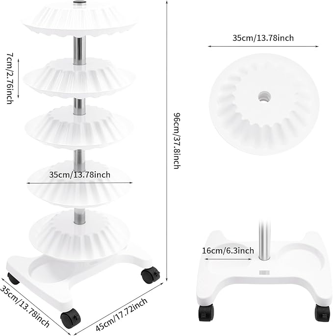 Nail Polish Trolley Organizer, 5 Tiers 360° Rotating Tray Nail Polish Spinning - Image 5