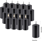 Set of 20 Black Pillar Candles, Dripless and Smokeless Dinner Candle, 2x4” - Image 3