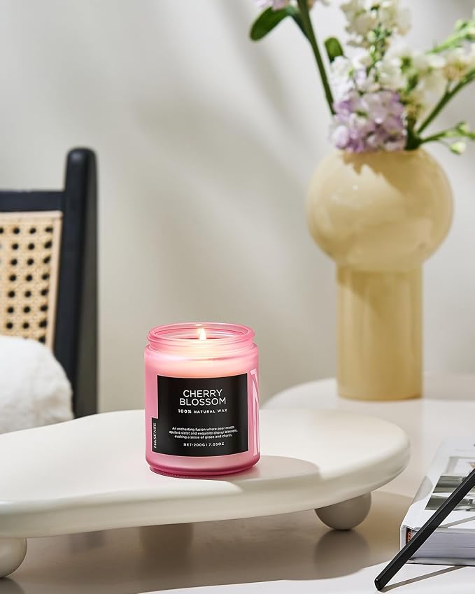 M&SENSE Cherry Blossom Scented Candle, 7.05oz Natural Organic Soy Wax, 50 Hours - Image 6