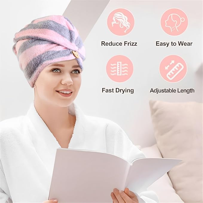 3 Pack Microfiber Hair Towel Wrap - Image 8