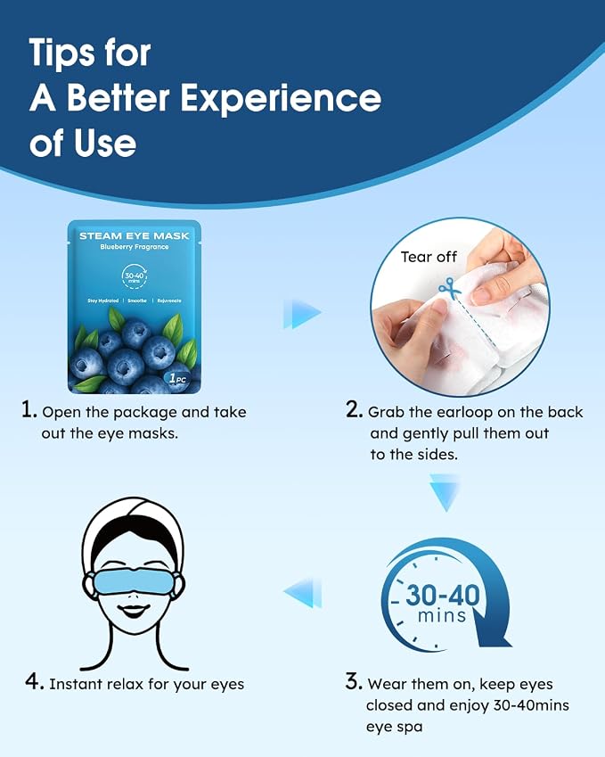 20 Packs Steam Eye Masks for Dry Eyes, Warm Compress Relief for Eye Fatigue & - Image 6