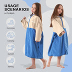Hiturbo Kids Bath Towel Hoodie: Zipper Surf Poncho Long Sleeve Quick Dry - Image 5