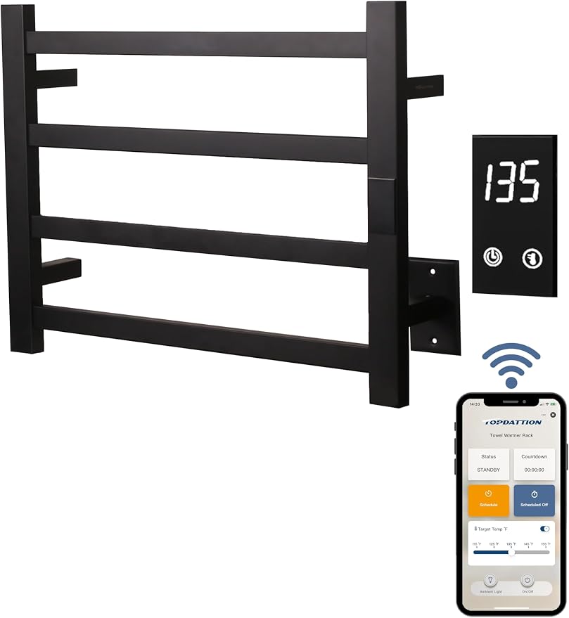 Topdattion Smart Wireless Electric Towel Warmer | Blade Thin 4 Bar Design | by Topdattion