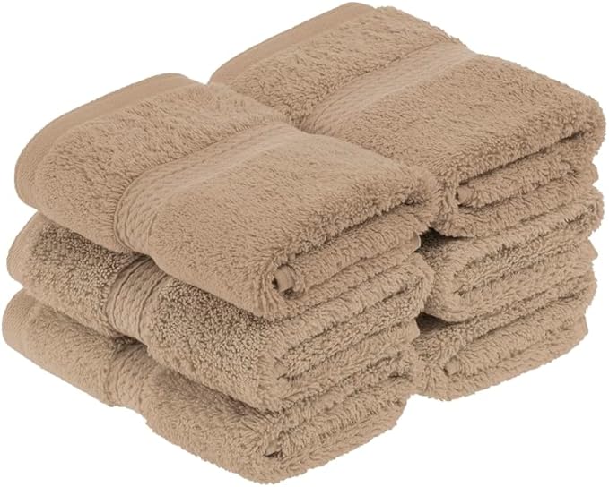 Superior Egyptian Cotton Pile Face Towel/Washcloth Set of 6, Ultra Soft Luxury by SUPERIOR