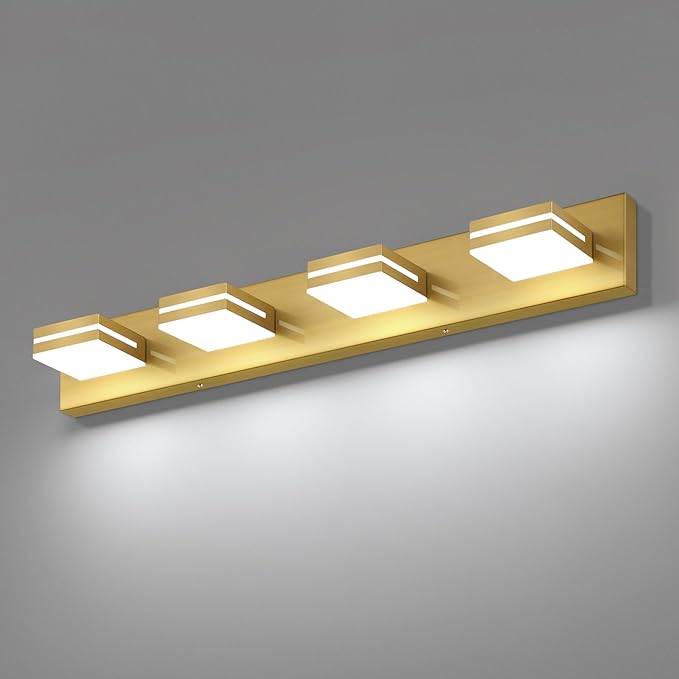 SineRise LED Modern Bathroom Vanity Light Fixtures, Brass Modern Acrylic by SINERISELIGHTING