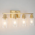 4-Lights Gold Bathroom Light Fixture, Brushed Brass Vanity Light by FILIMITIY