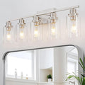5 Light Bathroom Light Fixtures Brushed Nickel Vanity Light Over Mirror Modern by HCCZLighting