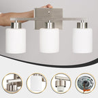 FonmYim Brushed Nickel Bathroom Light Fixtures, 3-Light Modern Vanity Light - Image 7