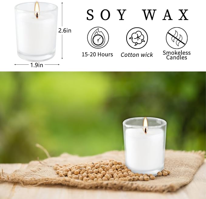 20 Pack White Unscented Glass Cup Candles - Image 2
