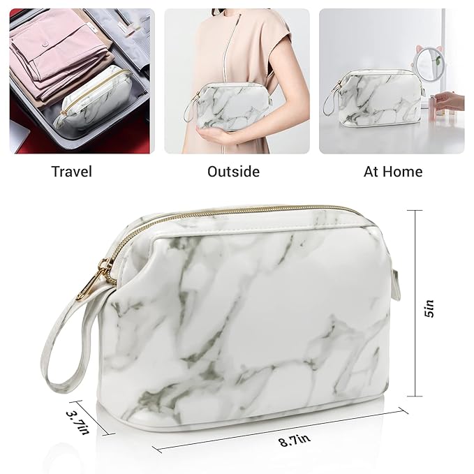 OCHEAL Small Marble Makeup Bag, Small Cosmetic Bags - Image 2