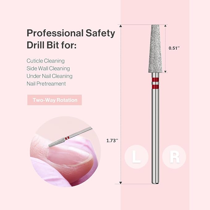 MelodySusie 4mm Long Tapered Barrel Cuticle Clean Nail Drill Bit 3/32'' - Image 5