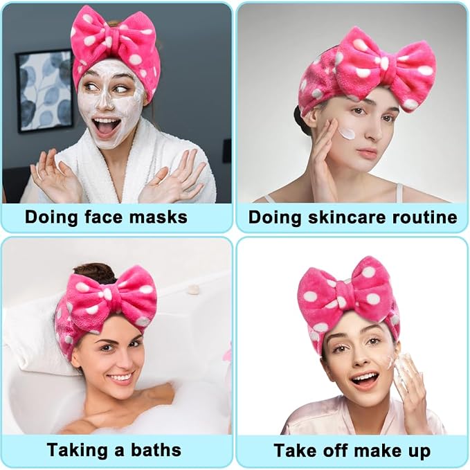 Shintop Sweet Super Soft Caroset Polka Dots Wash Cosmetic Headband Hairlace - Image 7