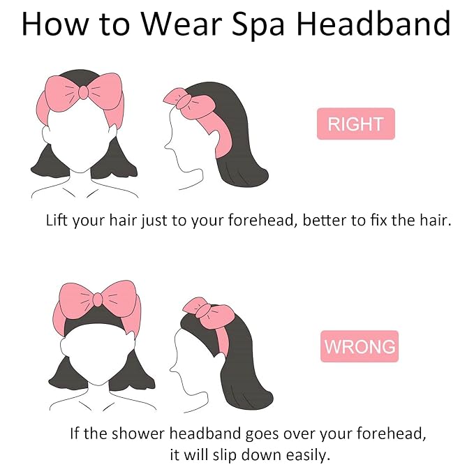 Ondder Spa Headband for Washing Face 8 Pack Dark Pink Skincare Headbands for - Image 6