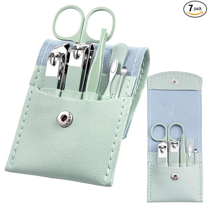 Manicure Set - 7 Pieces Professional Travel Nail Clippers by AFLICT