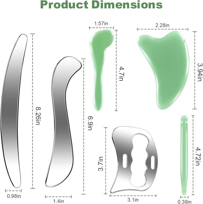 Stainless Steel Muscle Scraper Tool 6 in1 Gua Sha Facial Tools Body Gua Sha - Image 9