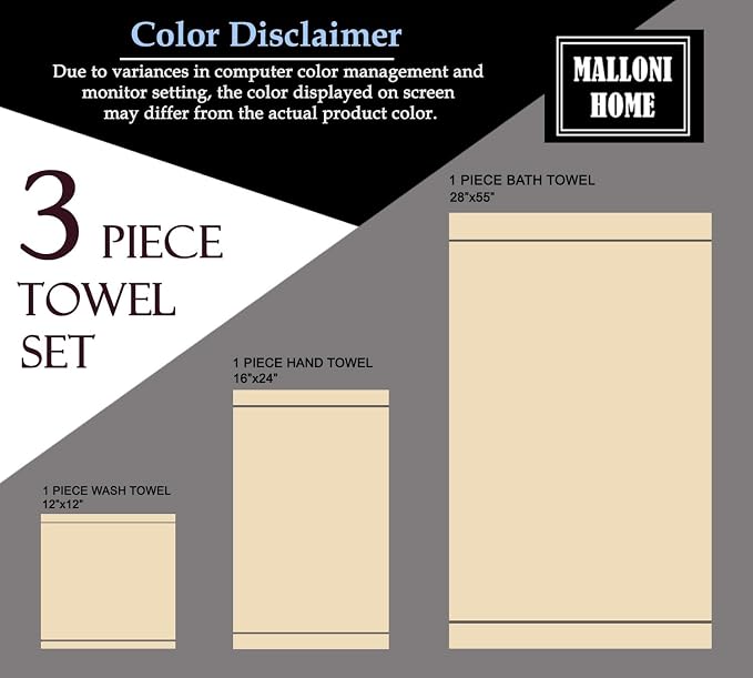 Ultra Soft 3 Pack Cotton Towel Set, Contains a Bath Towels 28x55 inch, a Hand - Image 7