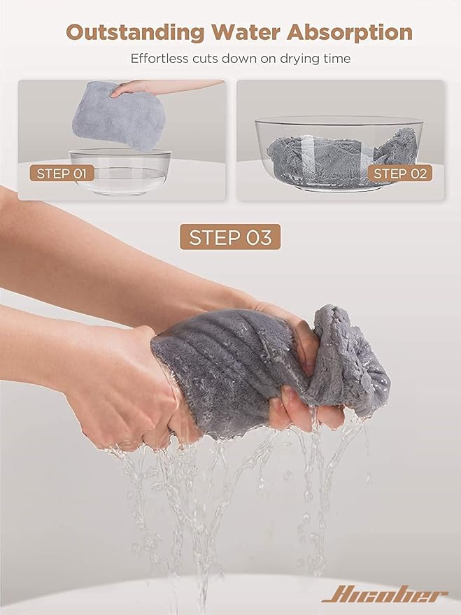 Hicober Microfiber Hair Towel, 3 Packs Hair Turbans - Image 6