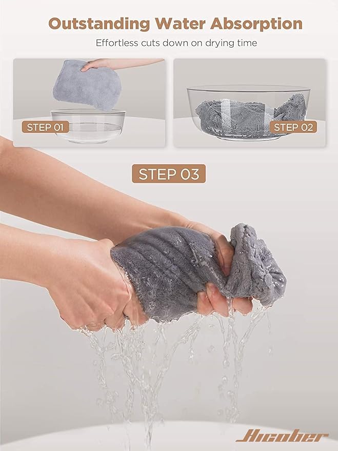 Hicober Microfiber Hair Towel Wrap, Fast Drying Hair Towels - Image 7