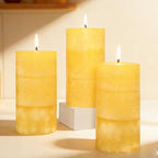 3 x 6 Inches Pillar Candles Lemon Scented Yellow Decorative Rustic Candles - Image 8