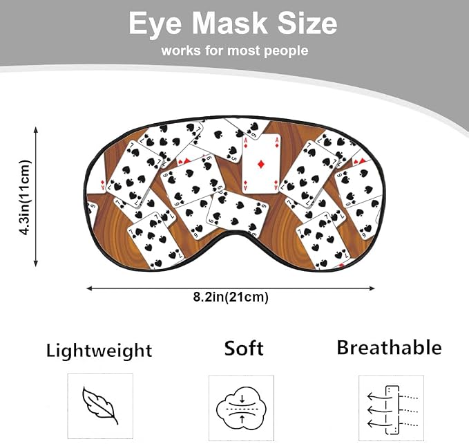 Playing Cards Silk Eye Mask Sleep Mask Funny Poker Wooden Table Rectangle Eye - Image 2