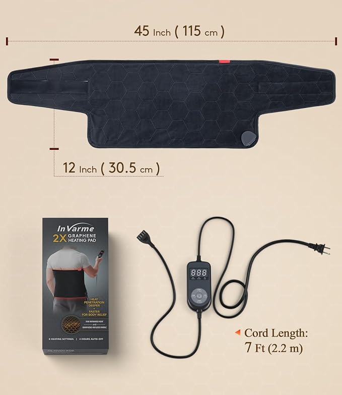Hot Heating Pad for Back: 160℉ Extra Hot 3s Fast Heat Far Infrared Deep - Image 8