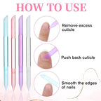 4 PCS Glass Cuticle Pusher Tool, Cuticle File, Dual Ended Manicure Stick - Image 3