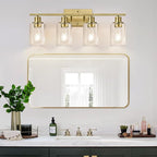 Indoi 4 Light Bathroom Light Fixtures, Brass Vanity Lights - Image 6