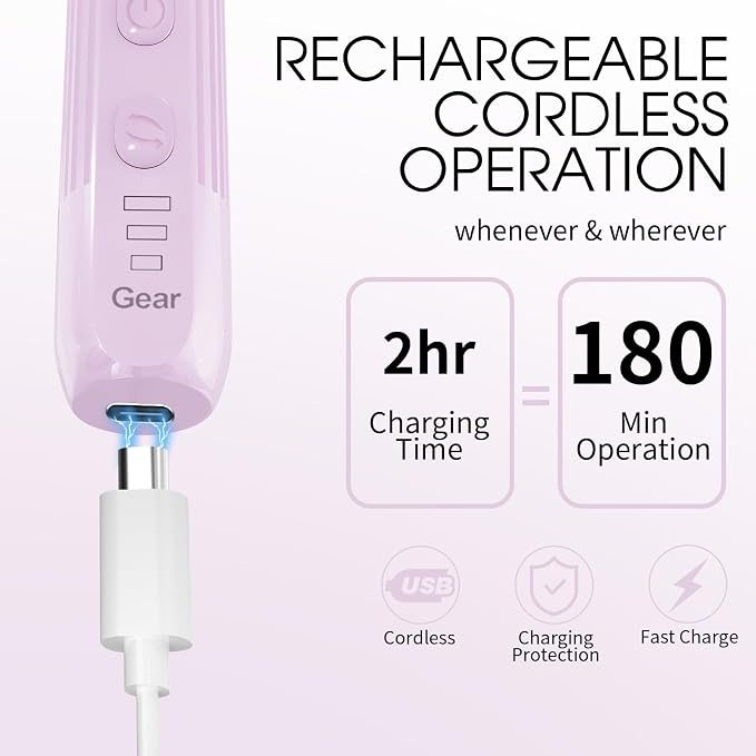 Professional Manicure Pedicure Kit -360° Light, Rechargeable Electric Nail Drill - Image 3