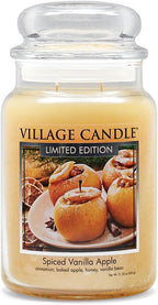Village Candle Spiced Vanilla Apple, Large Glass Apothecary Jar Scented Candle by VillageCandle