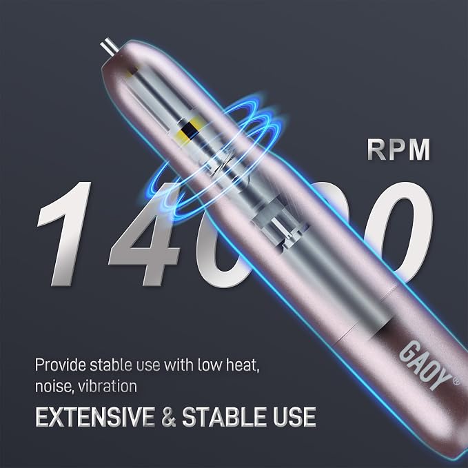 GAOY Electric Nail Drill for Acrylic and Gel, USB Electric Nail File, Portable - Image 3