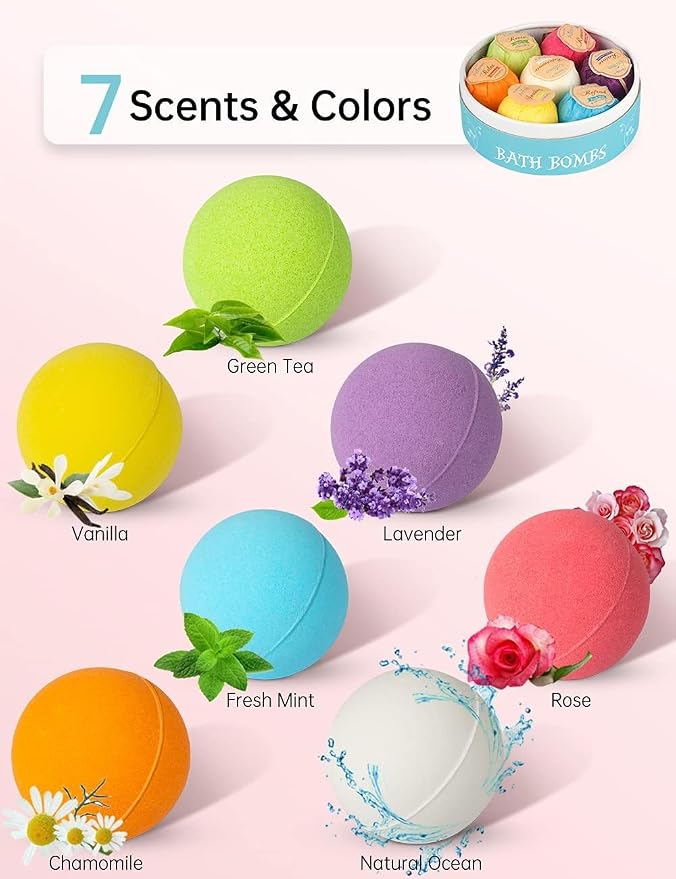 Aofmee Bath Bombs, Natural Handmade Fizzies Gift Set, Spa Organic Bathbombs - Image 3