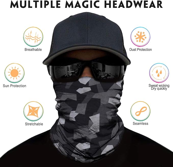 Venswell Neck Gaiter Face Mask Men Women, Seamless Bandana Rave Face Cover - Image 2