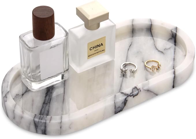 Natural Marble Tray Oval, Bathroom Vanity Tray by Unknown