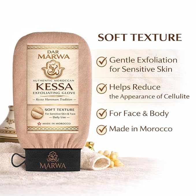 Moroccan Kessa Exfoliating Glove – Soft Hammam Exfoliating Mitt – Dead Skin - Image 2