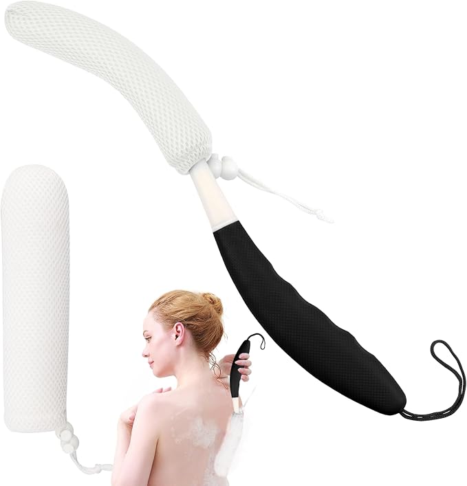 Shower Back Brush with Long Handle, 15.35" Body Brush, Long Back Scrubber by KkaFFeHealth