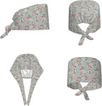 Scrub Cap for Women and Men Boho Black Leaf Pattern Adjustable Breathable - Image 2