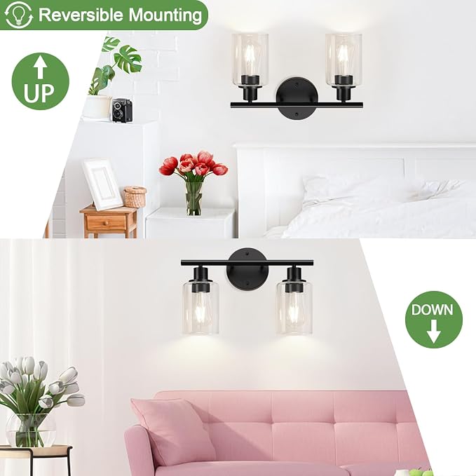 Zarbitta 2-Light Bathroom Light Fixtures, Bathroom Wall Lamp - Image 9