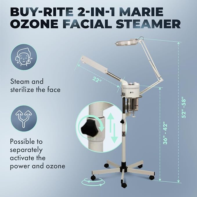 Buy-Rite 2-in-1 Marie Ozone Facial Steamer, 5 Diopter Magnifying Lamp, Fully - Image 2