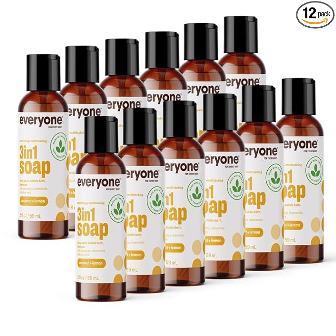 Everyone 3-in-1 Soap Body Wash, Bubble Bath, Travel Size, 2 Ounce, Coconut and by Everyone