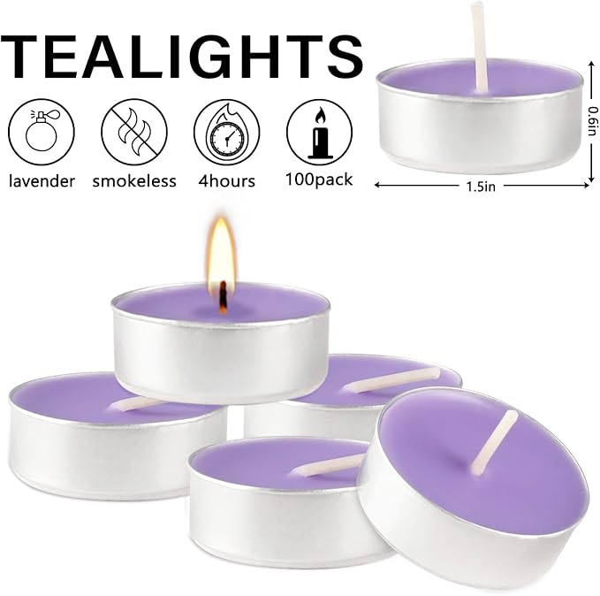 Purple Lavender Scented Tealight Candles - Image 3