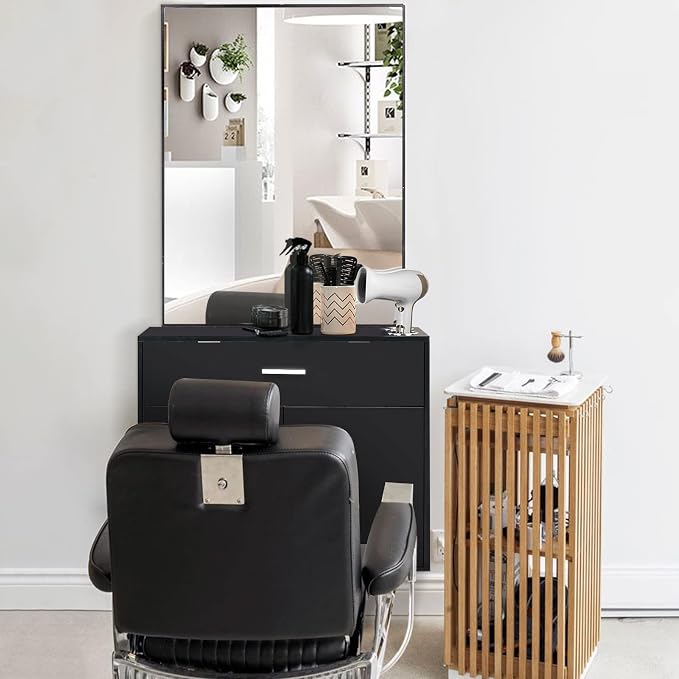 Modern Styling Station for Hair Stylist, Wooden Hair Salon Station Storage - Image 6