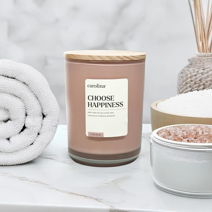 Carolina Choose Happiness 16 oz Scented Candle, 2 Wick Wellness Relaxing Candle - Image 3