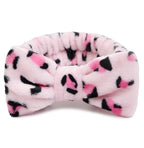 Huachi Pink Leopard Soft Microfiber Spa Headbands by Huachi
