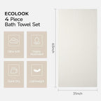 ecolook 4 Pack Microfiber Bath Towels, 31 x 63 inches Extra Large Bath Towel Set - Image 3