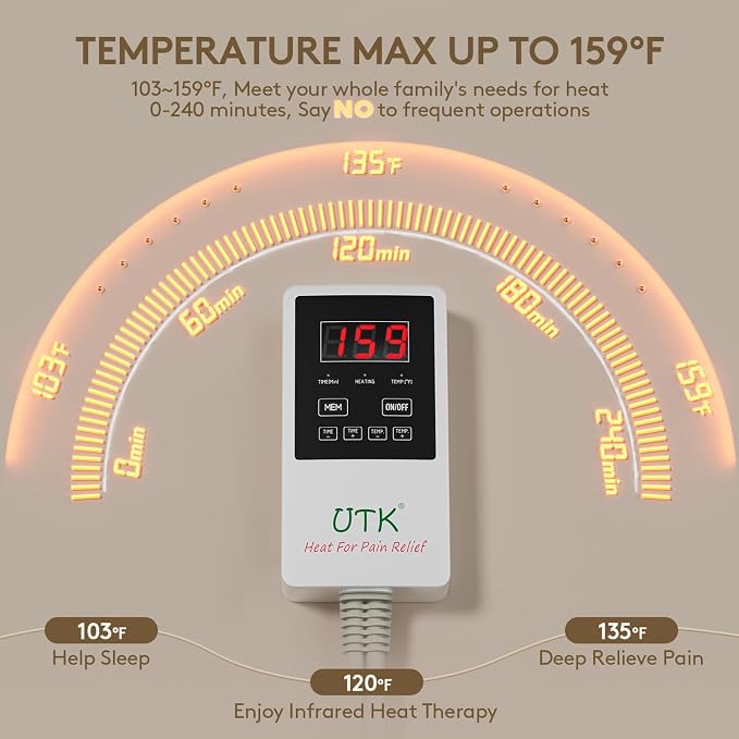 UTK Infrared Heating Pad for Back, Luxury Gift Design, 5X Deeper Pain Relief - Image 5