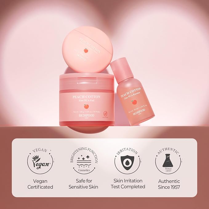 SKINFOOD Peach Cotton Zinc PCA Toner Pads, Korean Skincare - Image 8