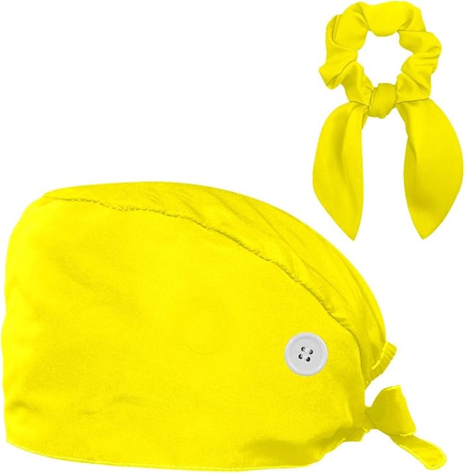 Scrub Cap with Hair Scrunchy, Ponytail Holder Surgical Cap by FVQL