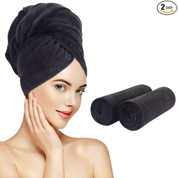 SUNLAND Microfiber Hair Towels Anti Frizz Hair Drying Towel Super Absorbent by SUNLAND