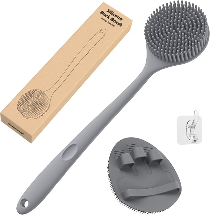 Manmihealth Silicone Back Scrubber & Soft Bath Glove Set, Super-Exfoliating by ManmiHealth